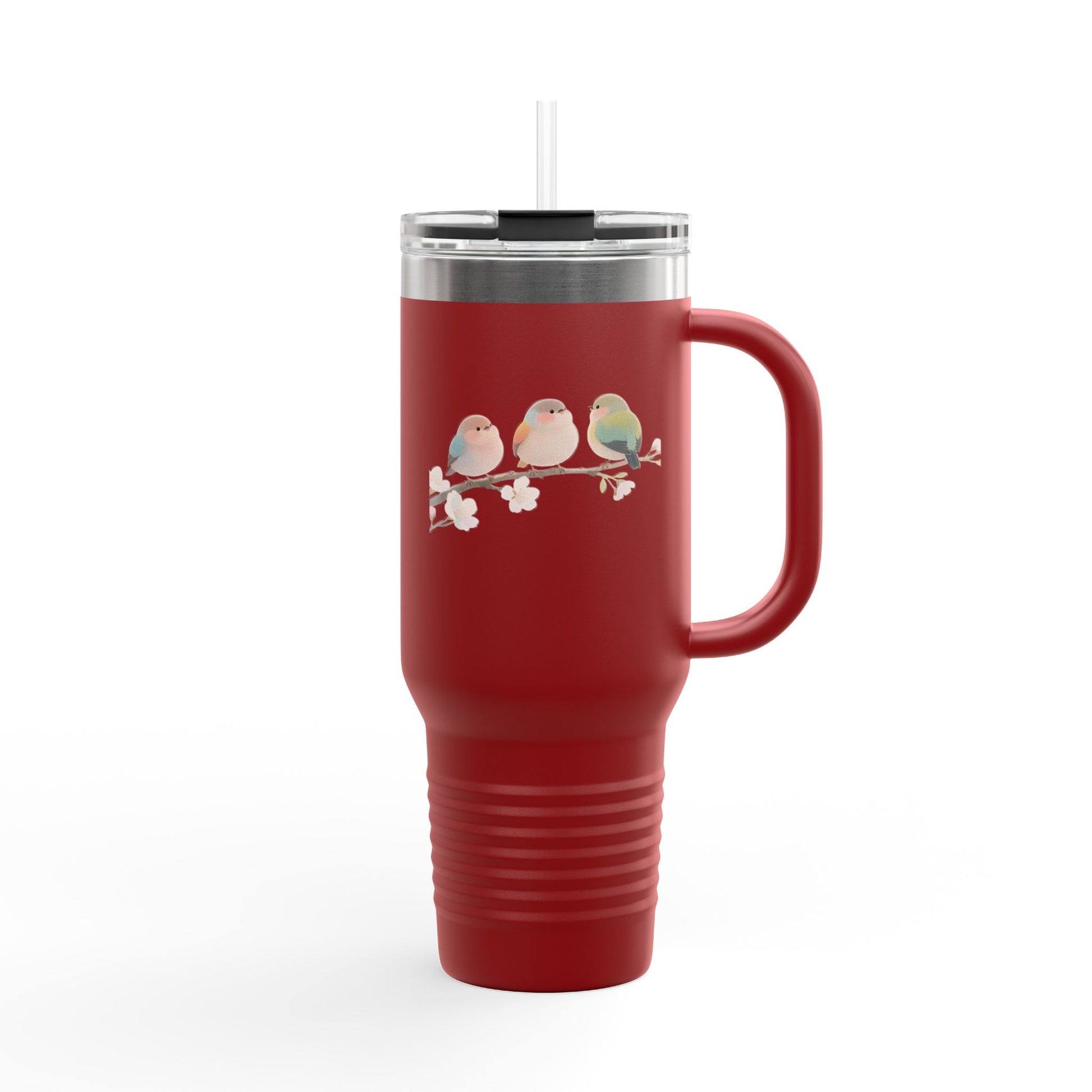 Charming Birds Insulated Travel Mug, 40oz - Perfect for Travel, Eco-Friendly Sips, Bird Lover Gift, Daily Hydration, Unique Coffee Tumbler